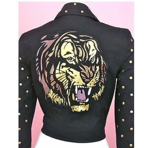Super rare Betsey Johnson studded tiger moto